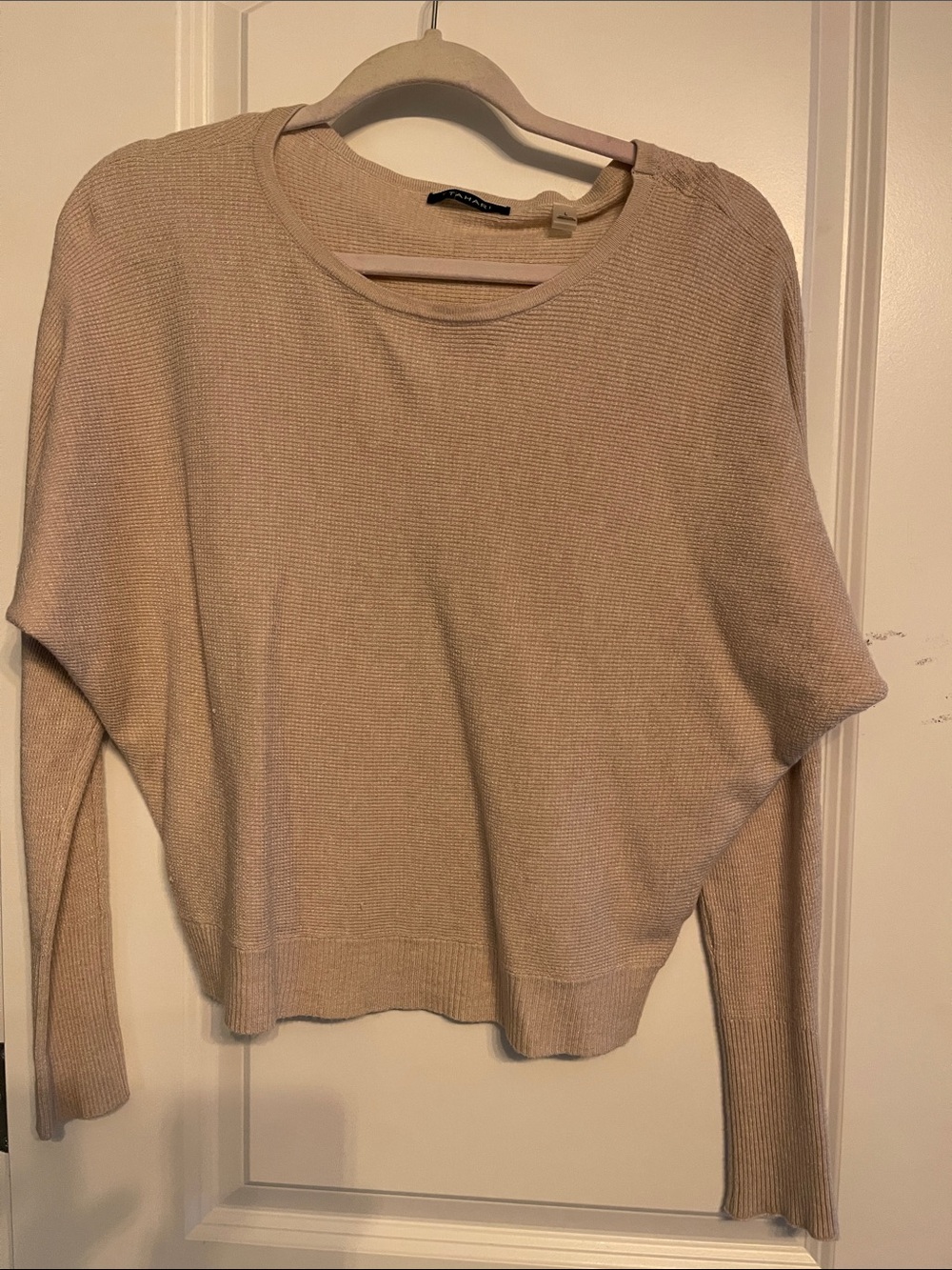 Tahari Light Beige Women's Crewneck Sweater